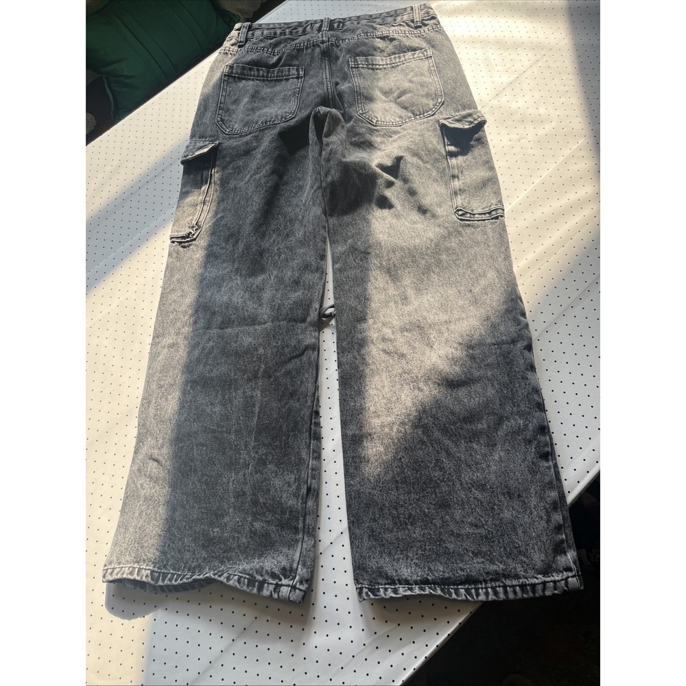 Disclosure Washed Black Cargo Jeans Wide Leg Y2K Streetwear Utility Pants 9/29 - Picture 10 of 11